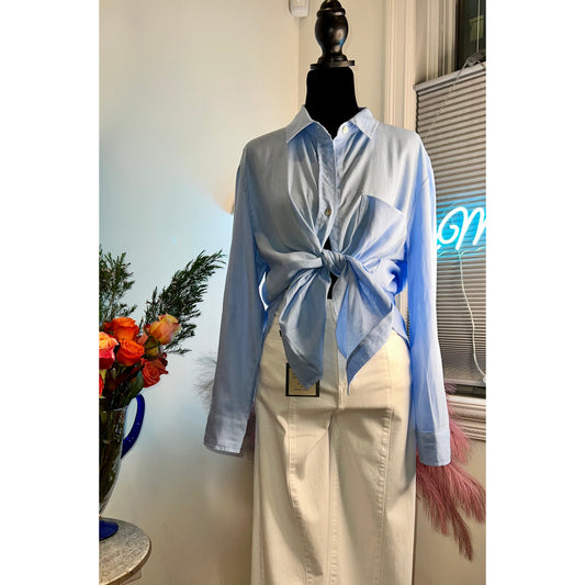 SHORT LINEN BLEND SHIRT