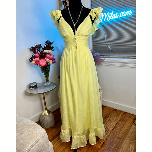 RUFFLE SLEEVE YELLOW DRESS