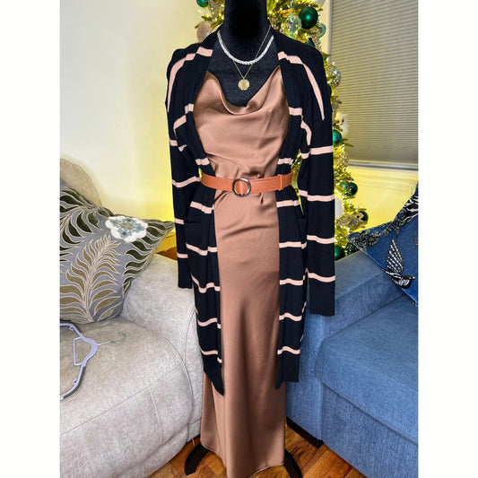 STRIPED LONG CARDIGAN