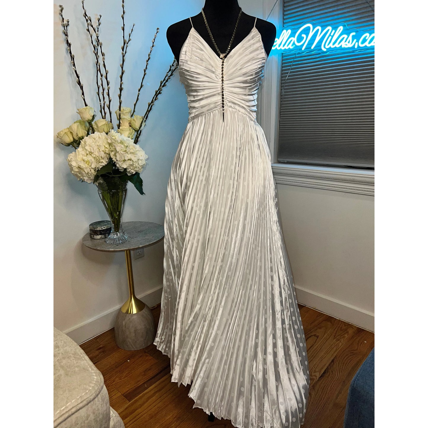 POLKA DOT SATIN MAXI DRESS